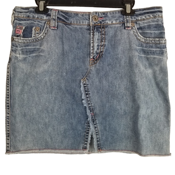 Silver Jeans Mini Raw Hem Jean Skirt Devah - Picture 1 of 9